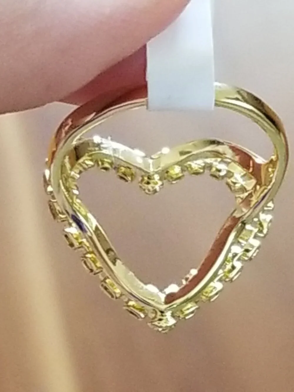 New in Box! 14K Gold-Plated Womens Ring with Open Heart-Shape Design - Size 7